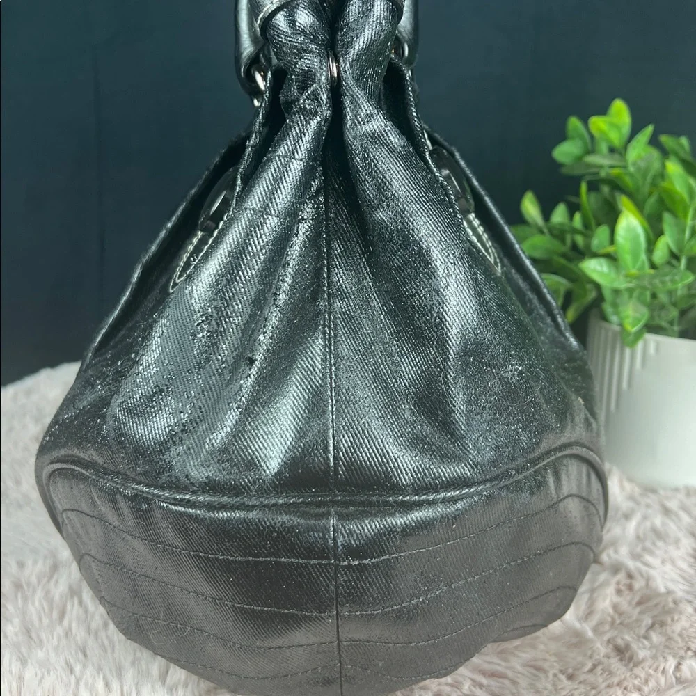 Burberry Blue Label Black Waxed Denim Handbag - Picture 5 of 10
